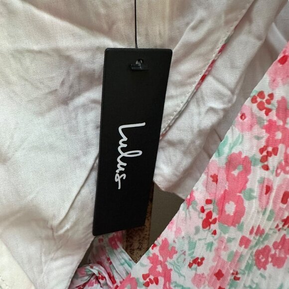 NWT Lulus Floral Puff Sleeve Wrap Crop Top With Back Tie Detail Summer Spring M - Picture 8 of 10